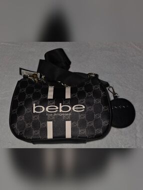 bebe Black Paisley Crossbody W/coin Purse NWT